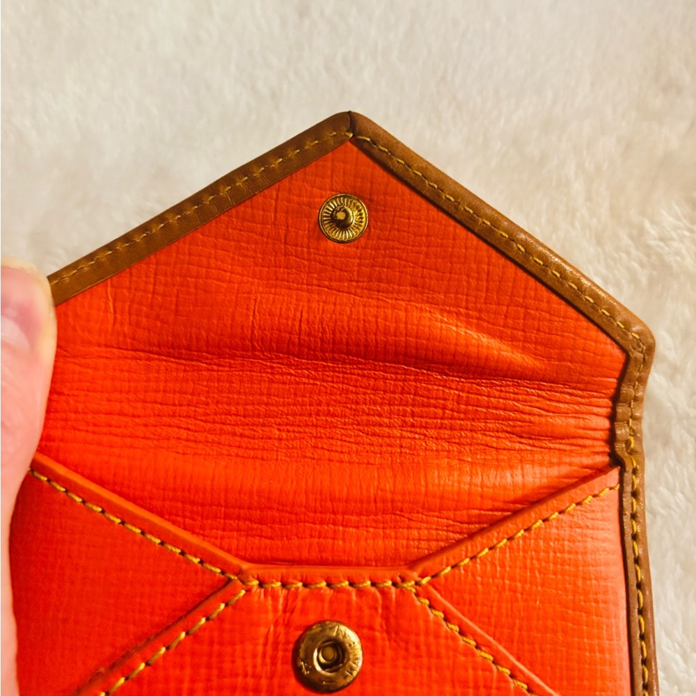 Dooney & Bourke Orange Leather Card Holder - Picture 2 of 6